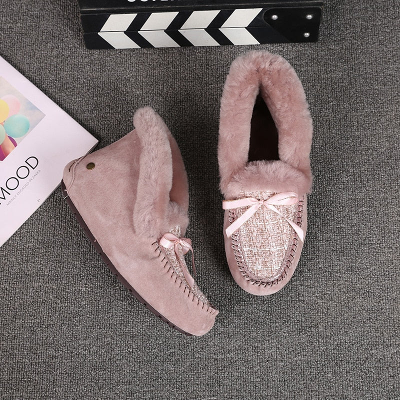 Gevoerde suède Indian mocassins met tweed schacht