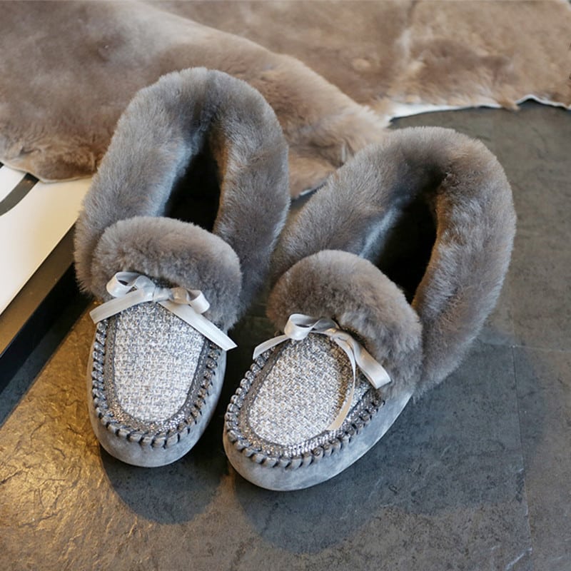 Gevoerde suède Indian mocassins met tweed schacht
