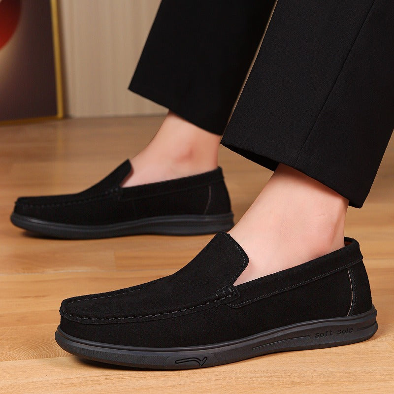 Instap loafer heren met soepele profielzool in camel, close-up