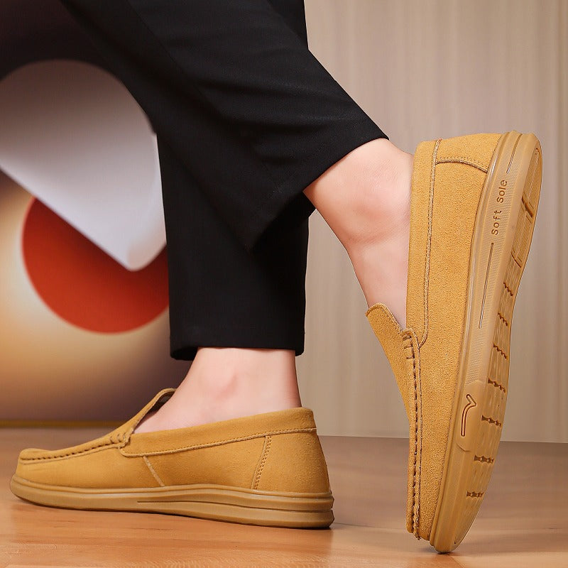 Instap loafer heren met soepele profielzool in camel, achterkant