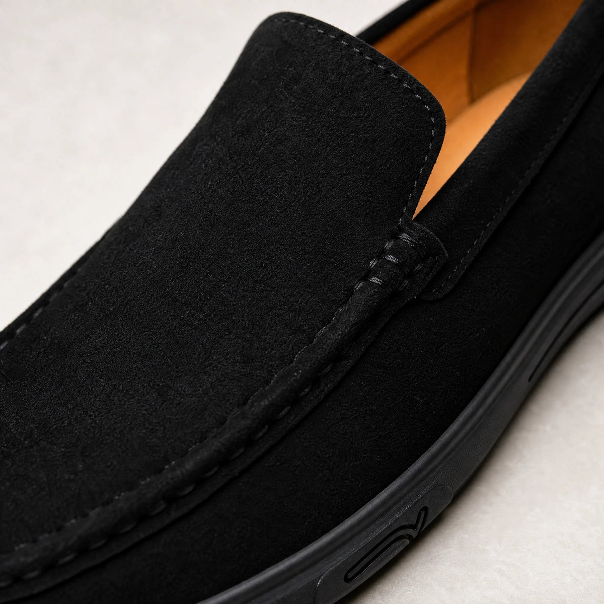 Instap loafer heren met soepele profielzool in camel, zijaanzicht Afbeelding