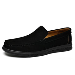 Zwarte instap loafers heren met soepele profielzool, Zwart