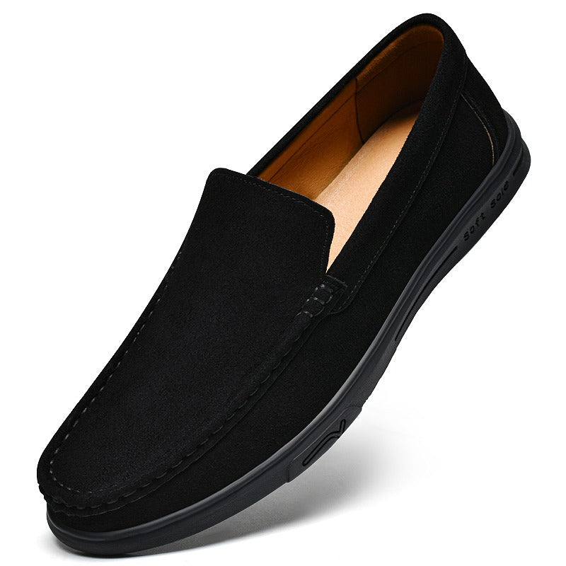 Instap loafer heren met soepele profielzool in zwart, detail van de afwerking