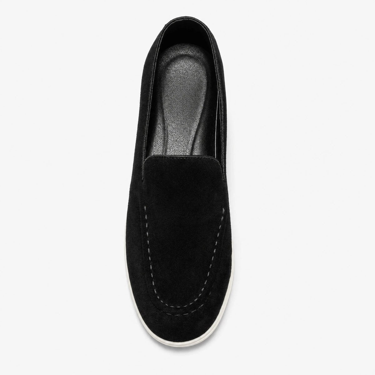Instap loafer heren met witte zool in zwart, voorkant