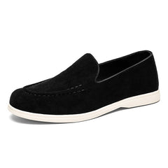 Instap loafers heren met witte zool, minimalistisch, Zwart