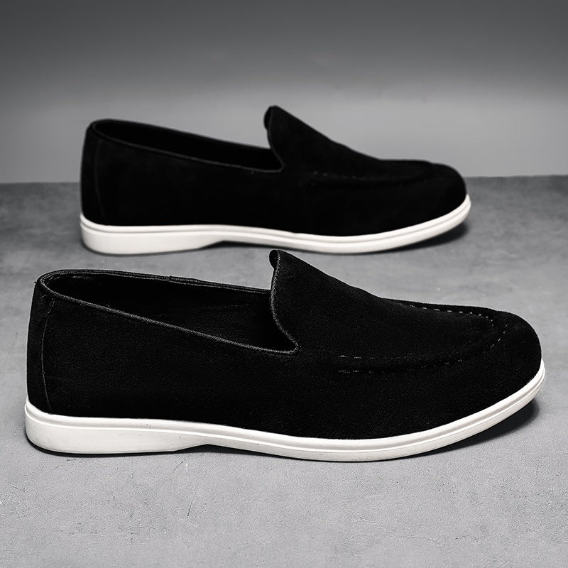 Instap loafer heren met witte zool in beige, gedragen
