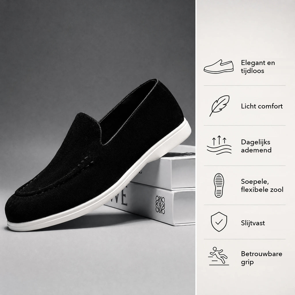 Instap loafer heren met witte zool in beige, achterkant