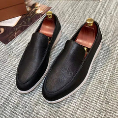 Instap mocassins voor heren in imitatieleer, donkere kleuren, Zwart