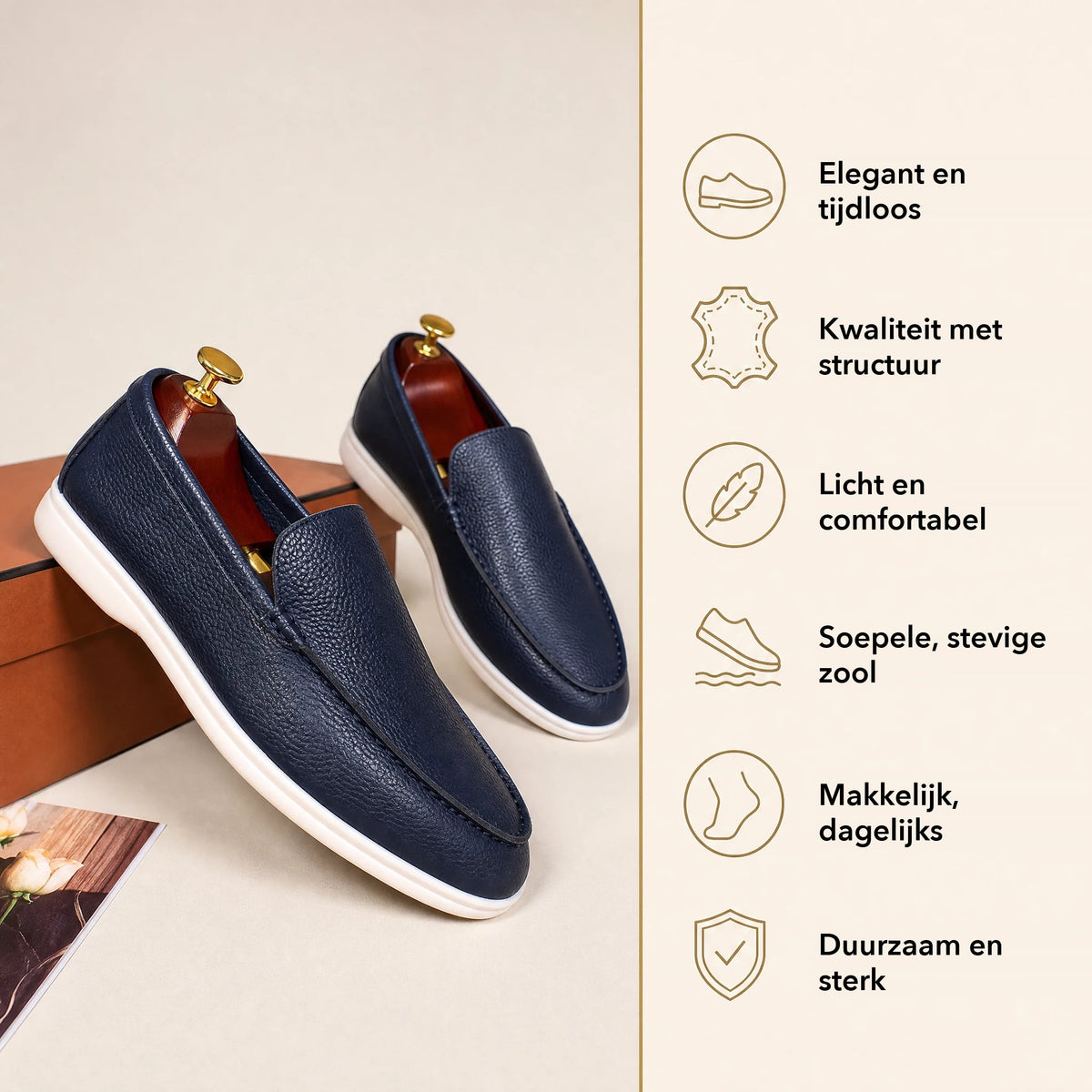 Instap mocassins voor heren in imitatieleer, donkere kleuren, achterkant Afbeelding