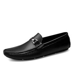 Italiaanse loafers in echt leer voor heren, Zwart