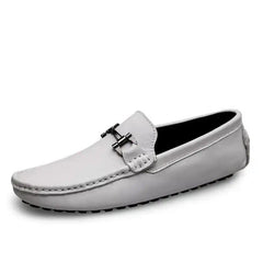 Italiaanse loafers in echt leer voor heren, Wit