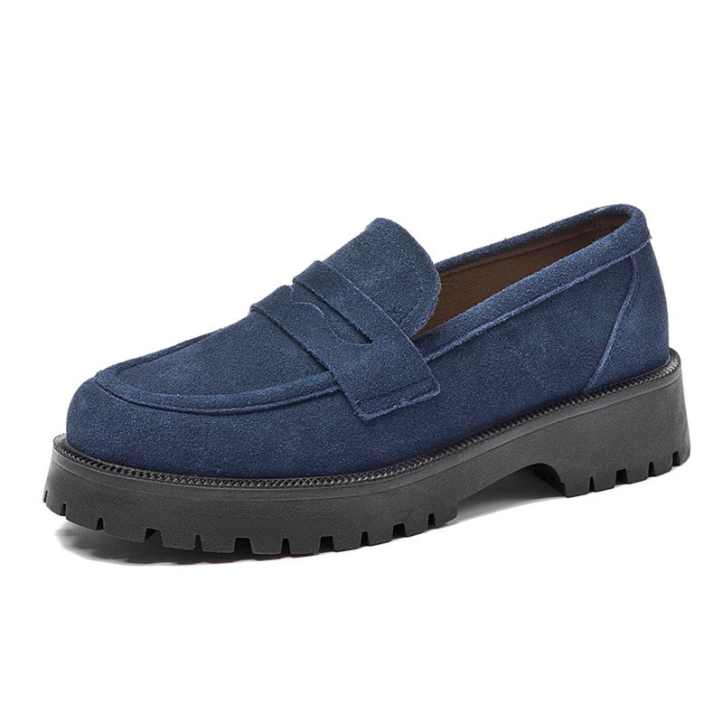 Klassieke loafers in echt suède met dikke zool