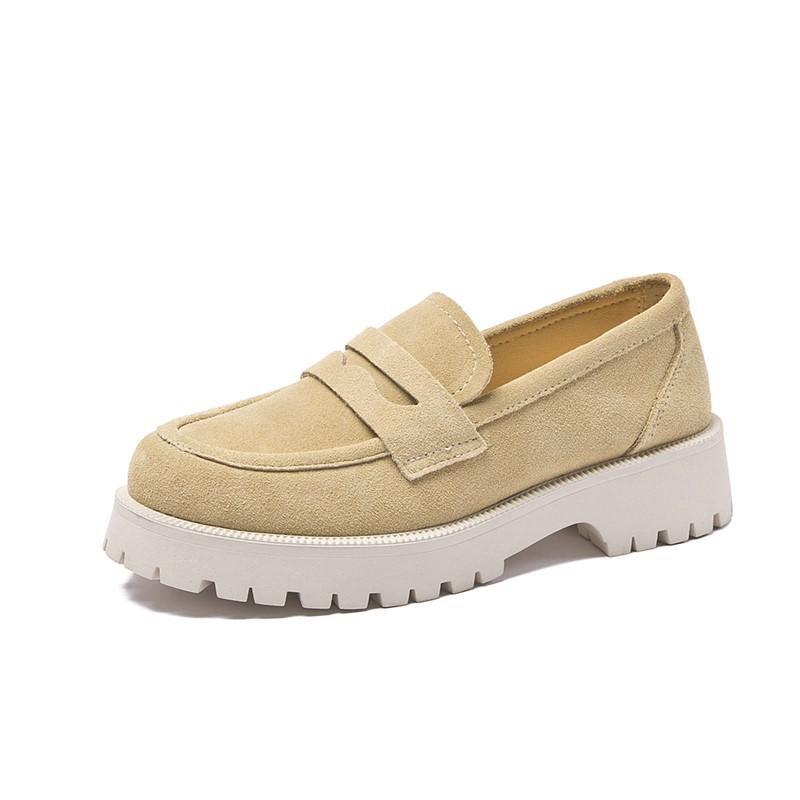Klassieke loafers in echt suède met dikke zool