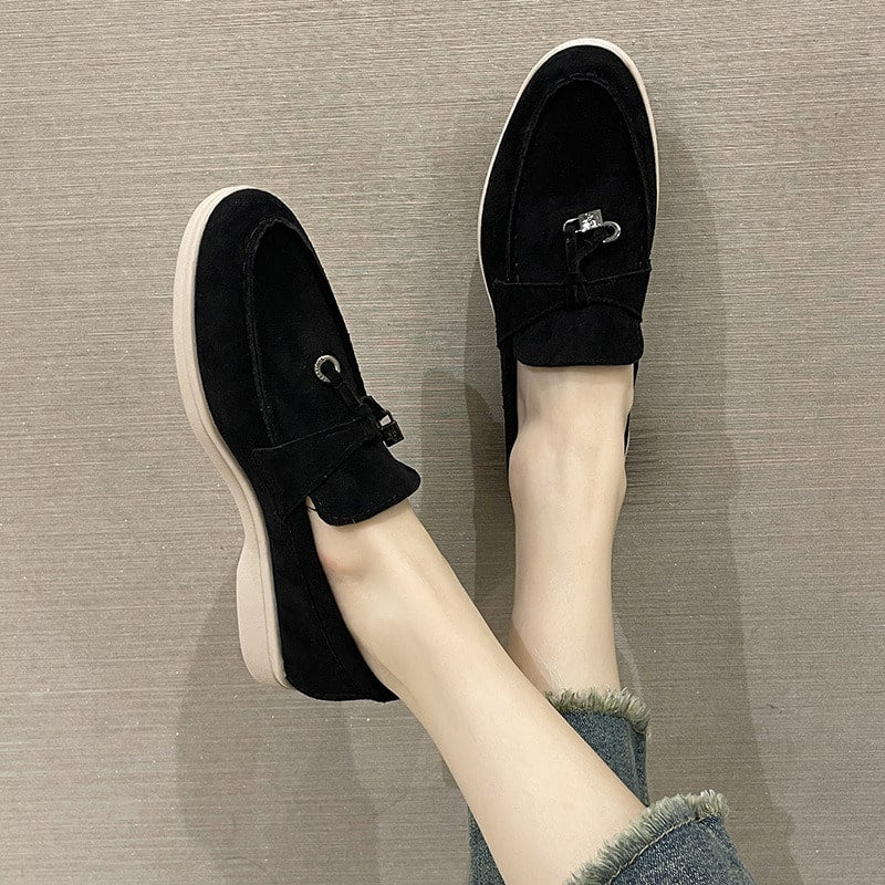 Klassieke damesloafers met kwastjes en in suède