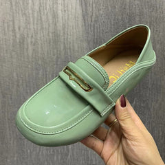 Damesloafers met ronde neus in laklook, Groen