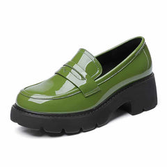 Mocassins in lakleer met dikke zool, Groen