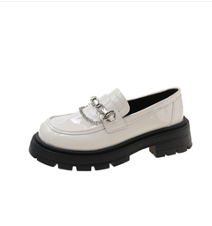 Dames loafers in laklook met dikke zool, Wit