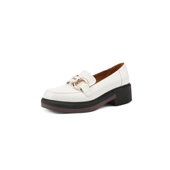 Leren loafers met hak en dikke zool voor dames, Wit