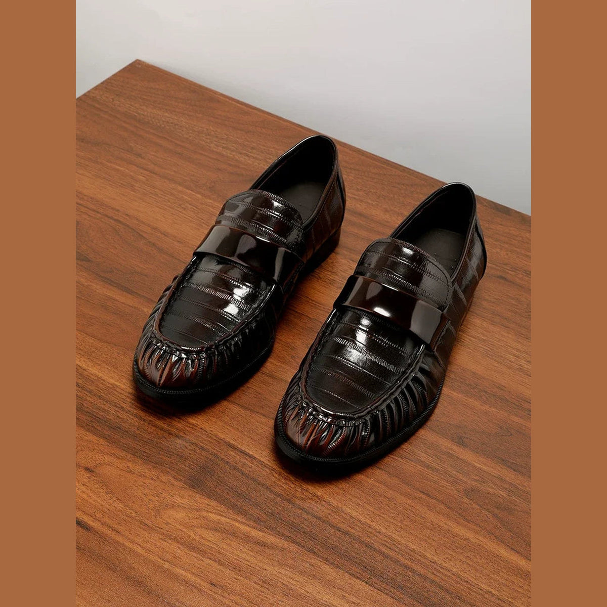 Leren heren loafer met palingleer-look