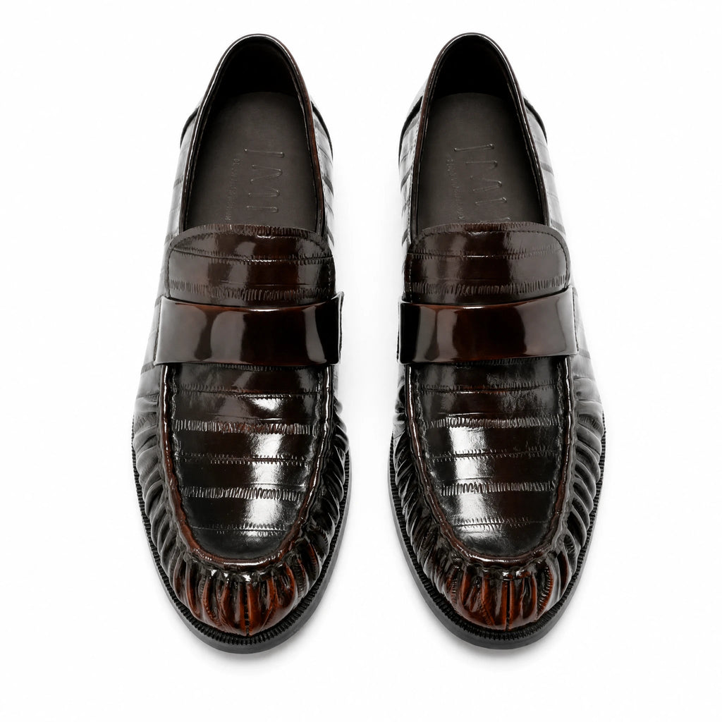 Leren heren loafer met palingleer-look - zwart, foto 2