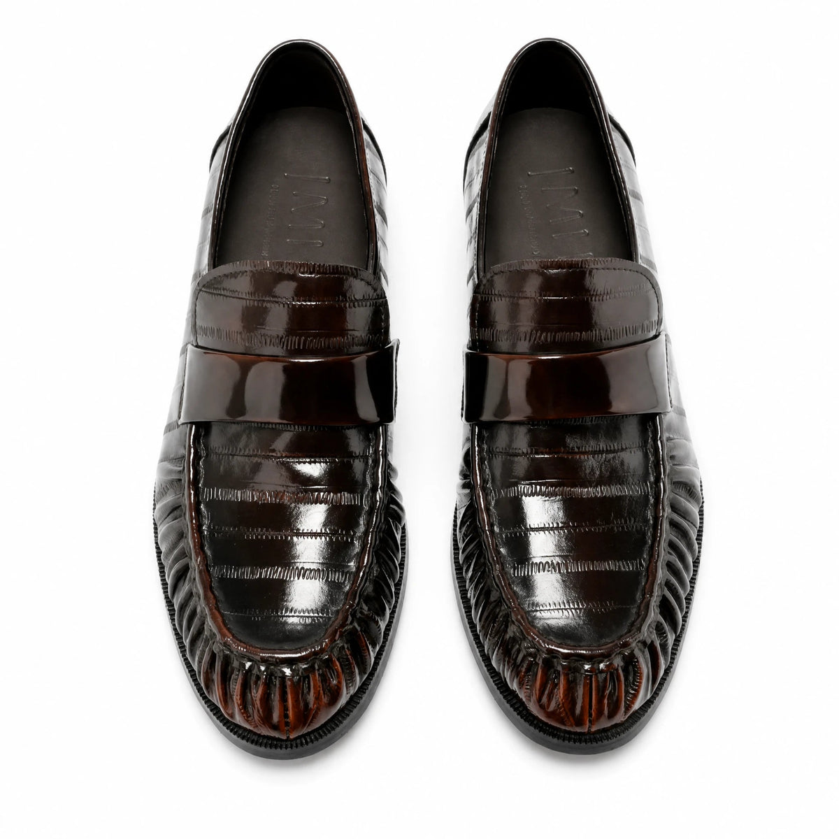 Leren heren loafer met palingleer-look - zwart, foto 2