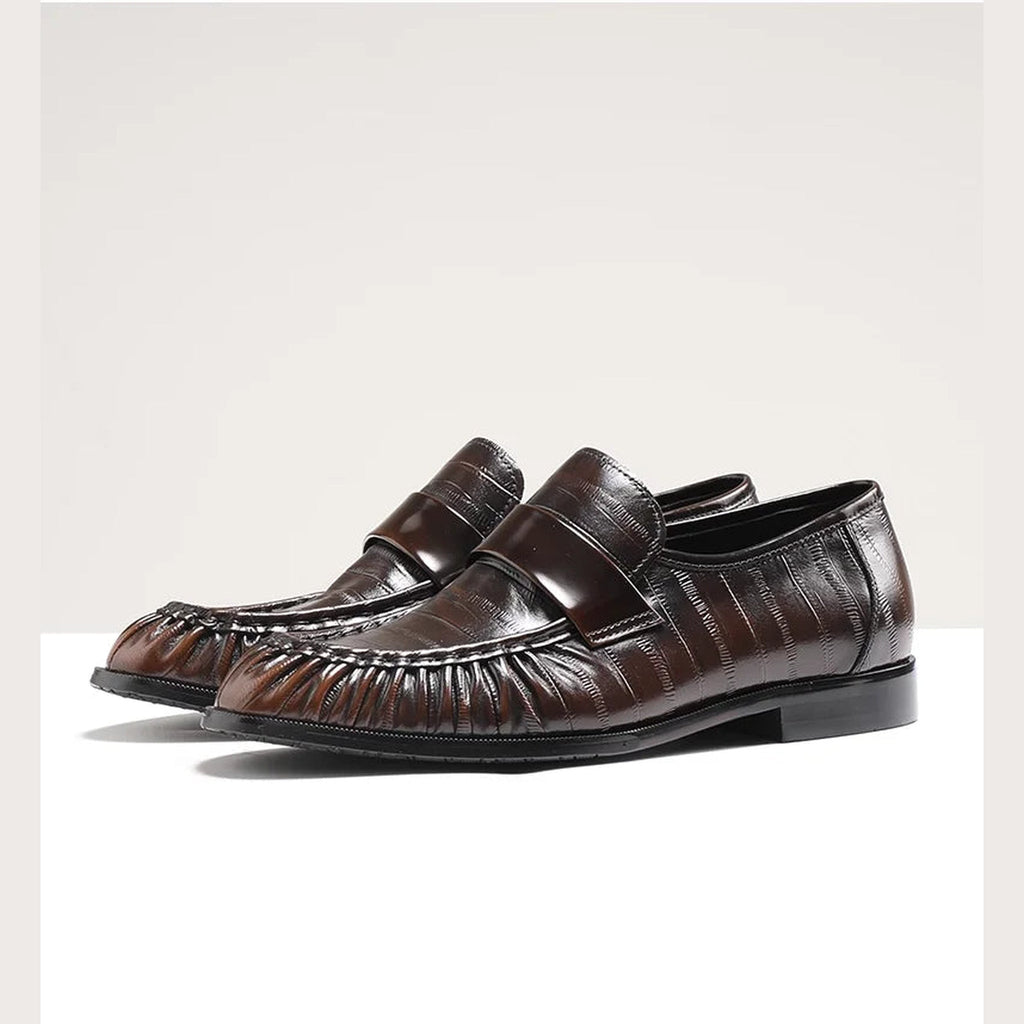 Leren heren loafer met palingleer-look - donkerbruin, foto 3