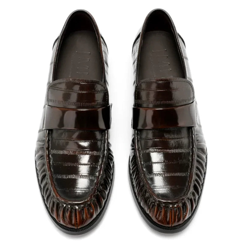 Leren heren loafer met palingleer-look - donkerbruin, foto 5