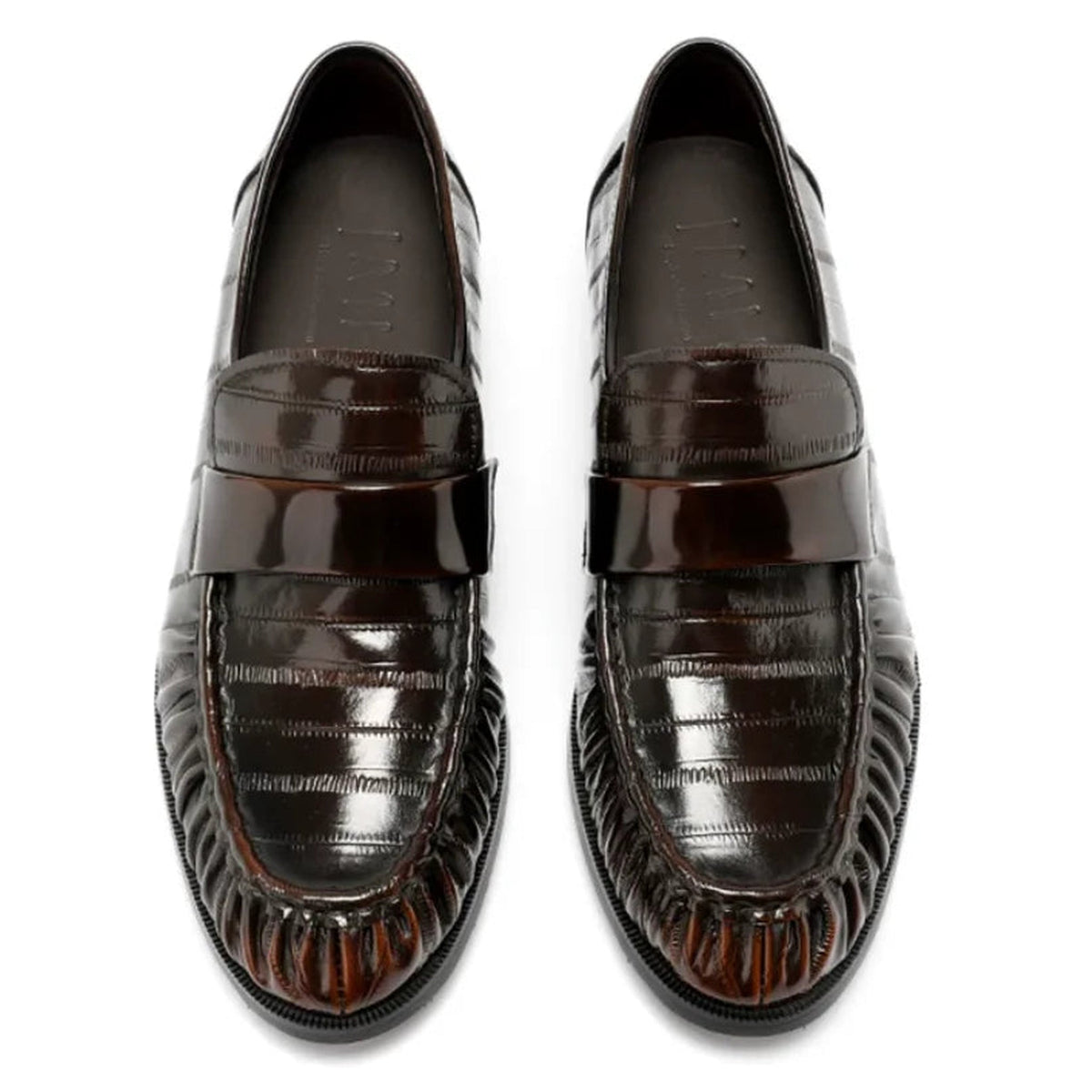 Leren heren loafer met palingleer-look - donkerbruin, foto 5