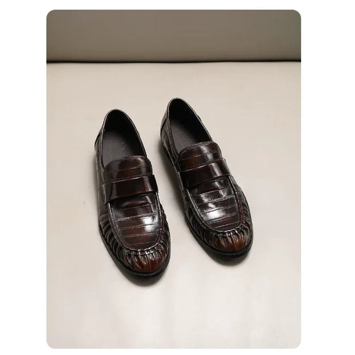 Leren heren loafer met palingleer-look - zwart, foto 6
