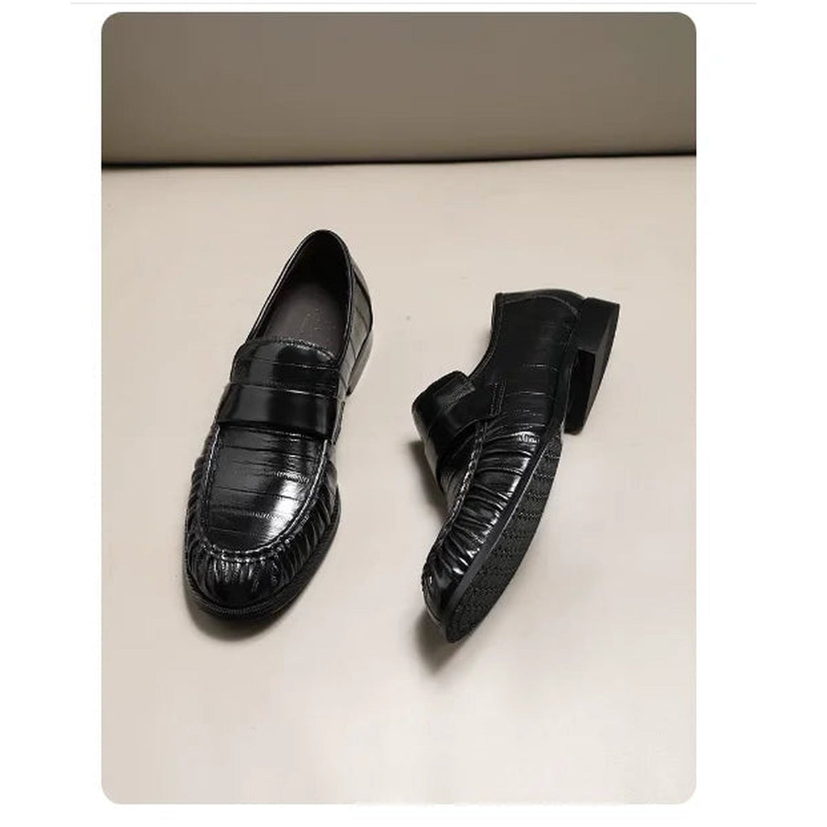 Leren heren loafer met palingleer-look - donkerbruin, foto 7