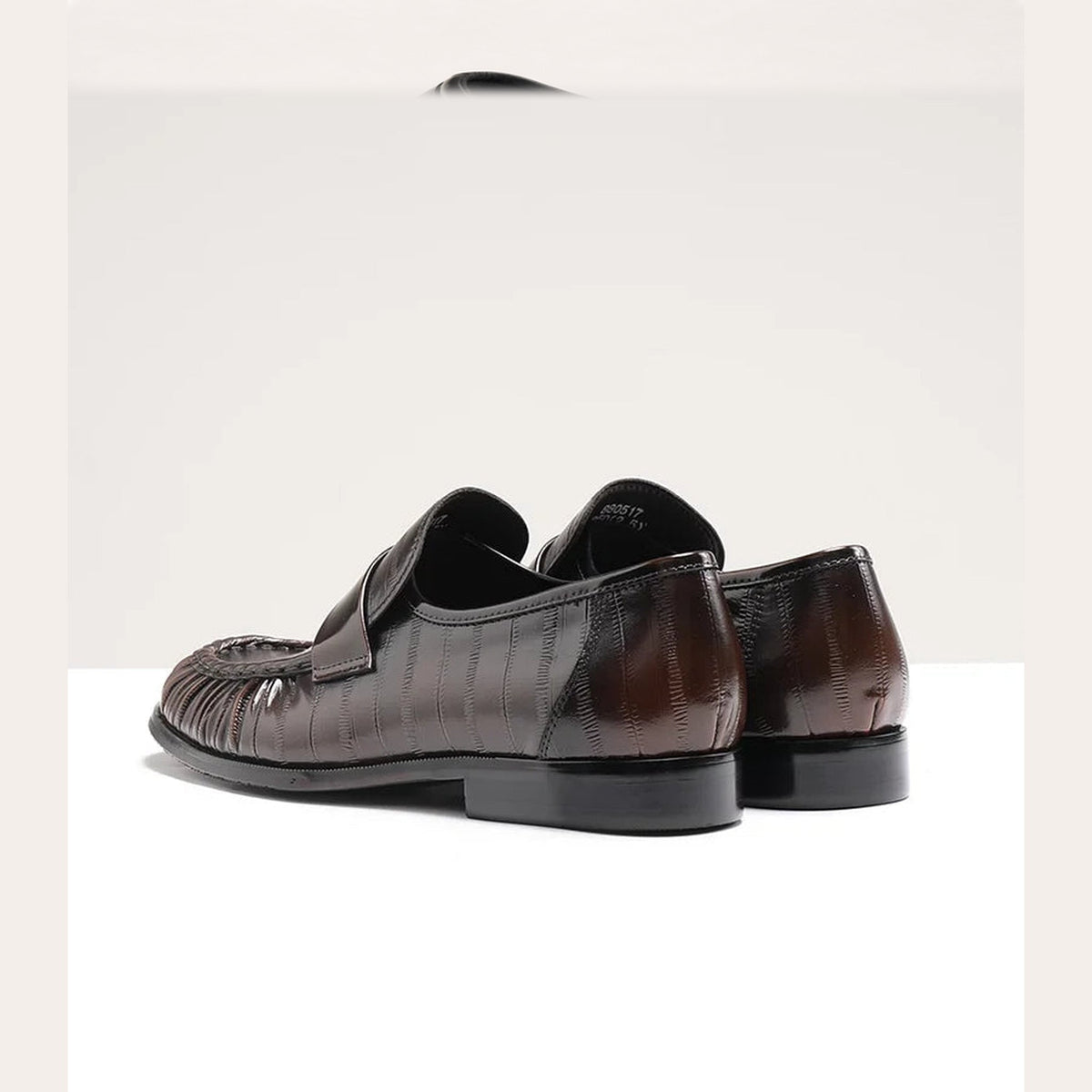 Leren heren loafer met palingleer-look - zwart, foto 8
