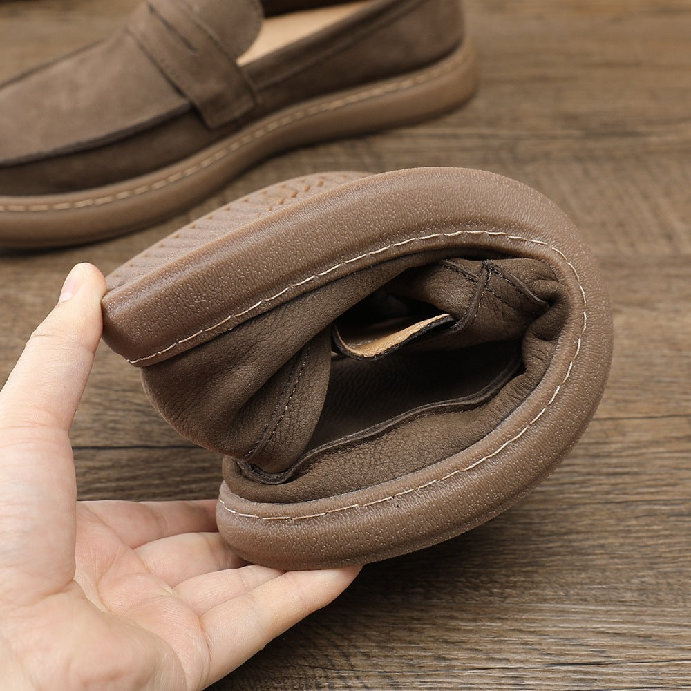 Zwarte leren mocassin, voorkant