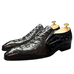 Leren mocassins met krokodillenprint voor heren, Zwart