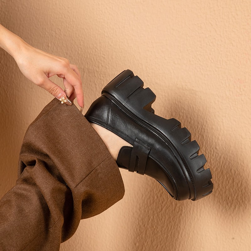 Lederen loafers met ronde neus voor dames
