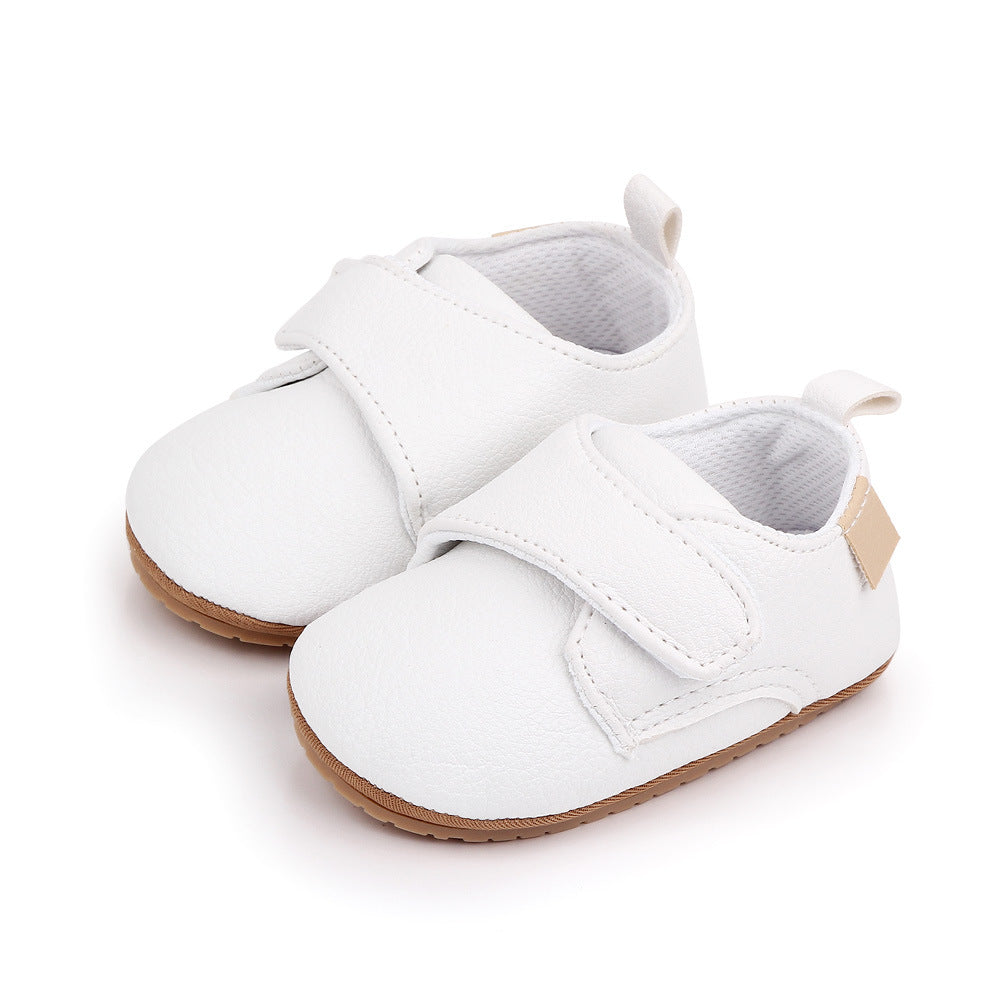 Leren loafers met klittenband en antislipzool voor babyjongens