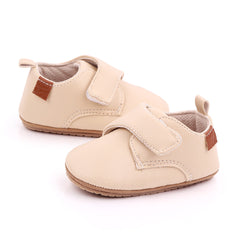 Leren loafers met klittenband en antislipzool voor babyjongens, Beige
