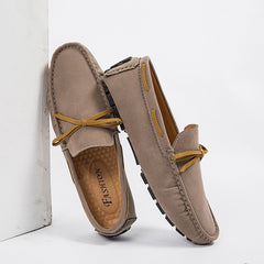 Lichte synthetisch suède loafers voor heren, Groen