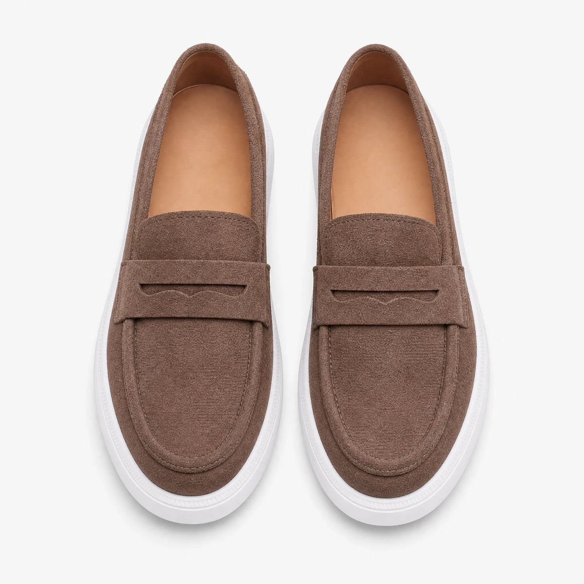 Loafer dames dikke witte zool in beige, zijaanzicht Afbeelding