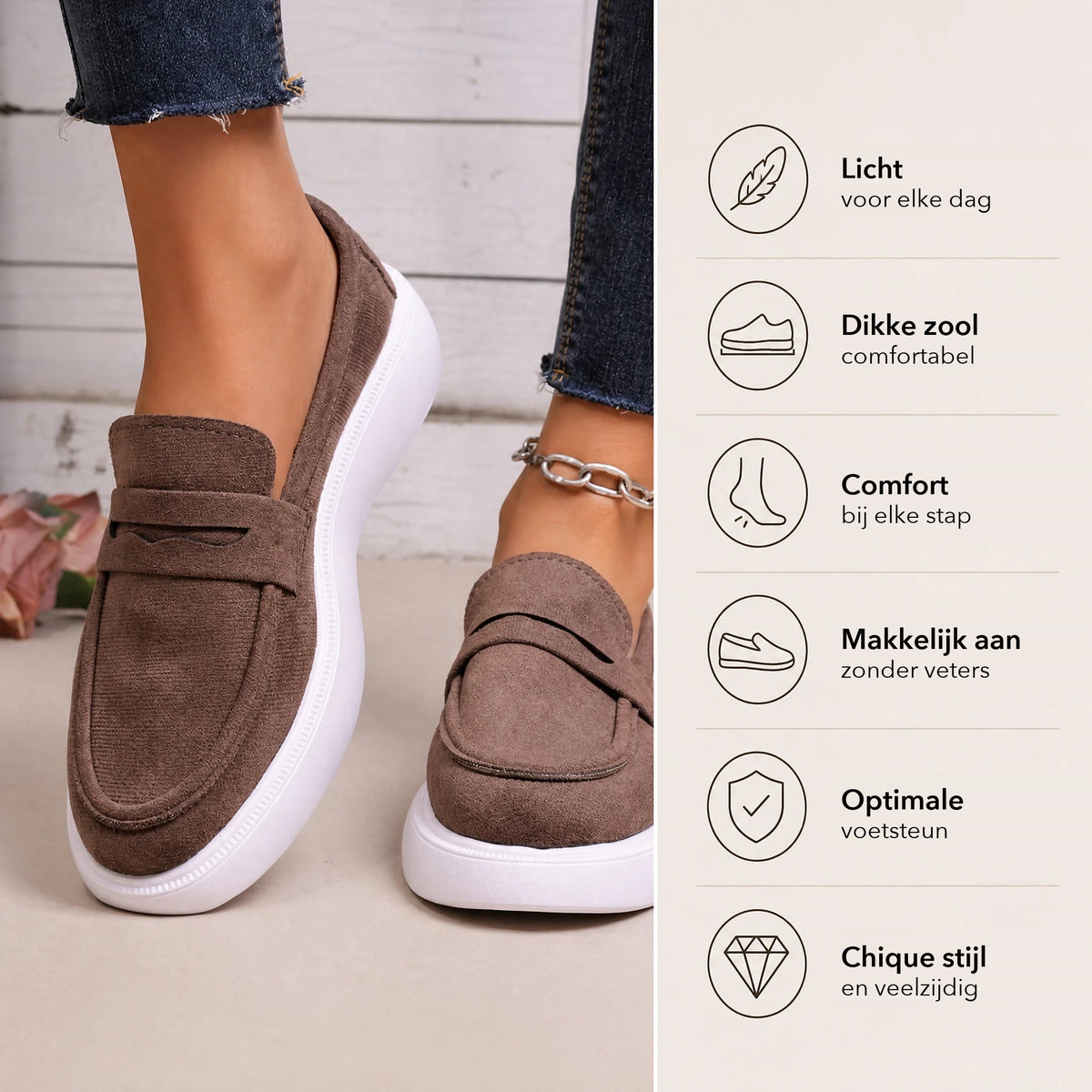Loafer dames dikke witte zool in blauw, bovenaanzicht Afbeelding
