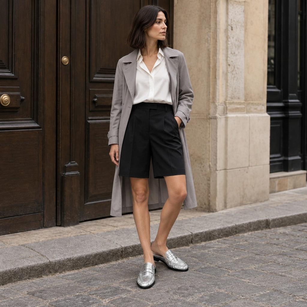 Loafer-mule dames leer platte hak in bordeaux, bovenaanzicht
