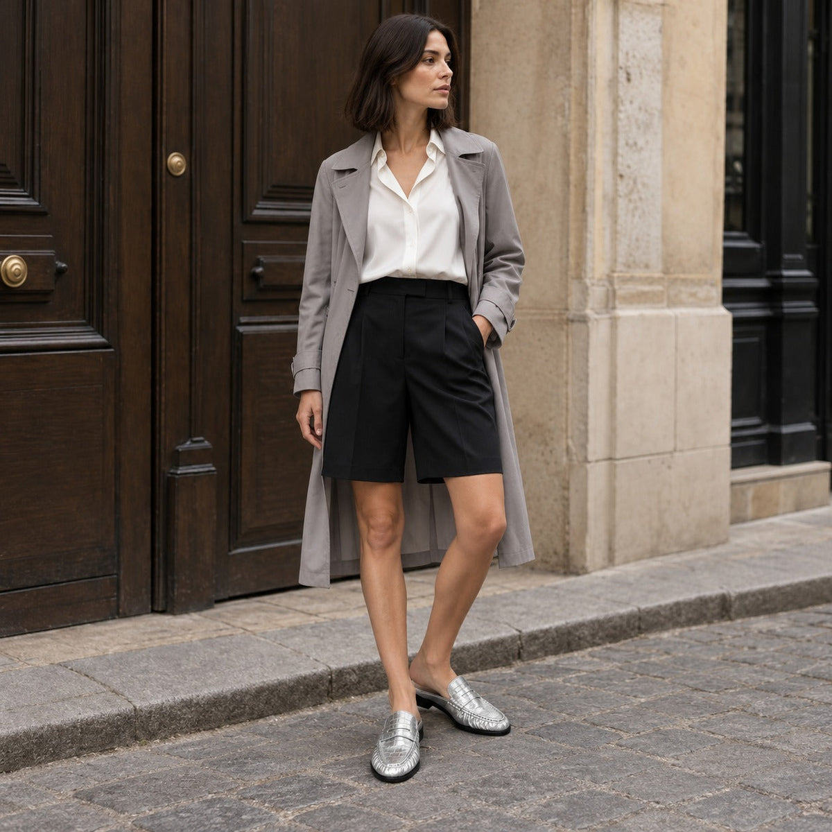 Loafer-mule dames leer platte hak in bordeaux, bovenaanzicht Afbeelding