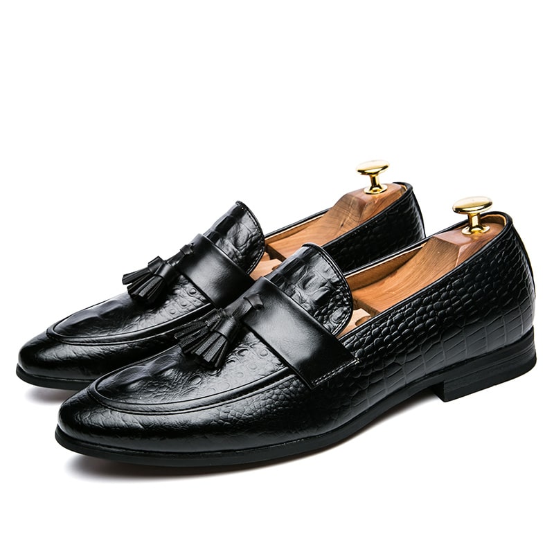 Loafers met kwastjes en krokodillenleer effect