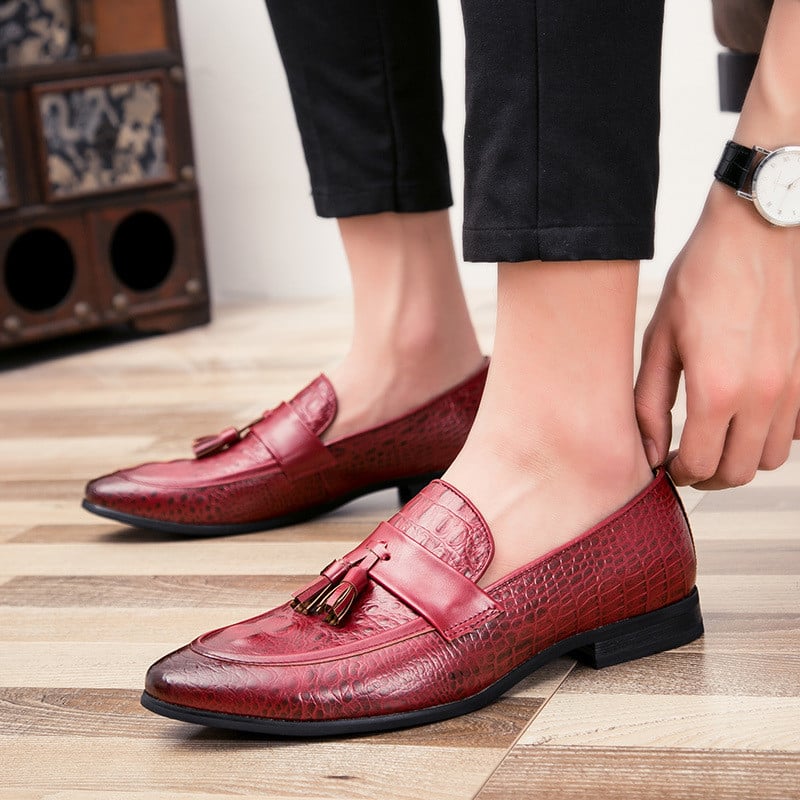 Loafers met kwastjes en krokodillenleer effect