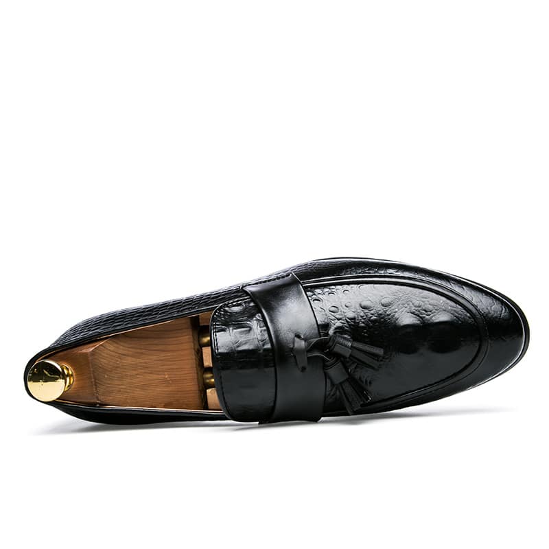 Loafers met kwastjes en krokodillenleer effect
