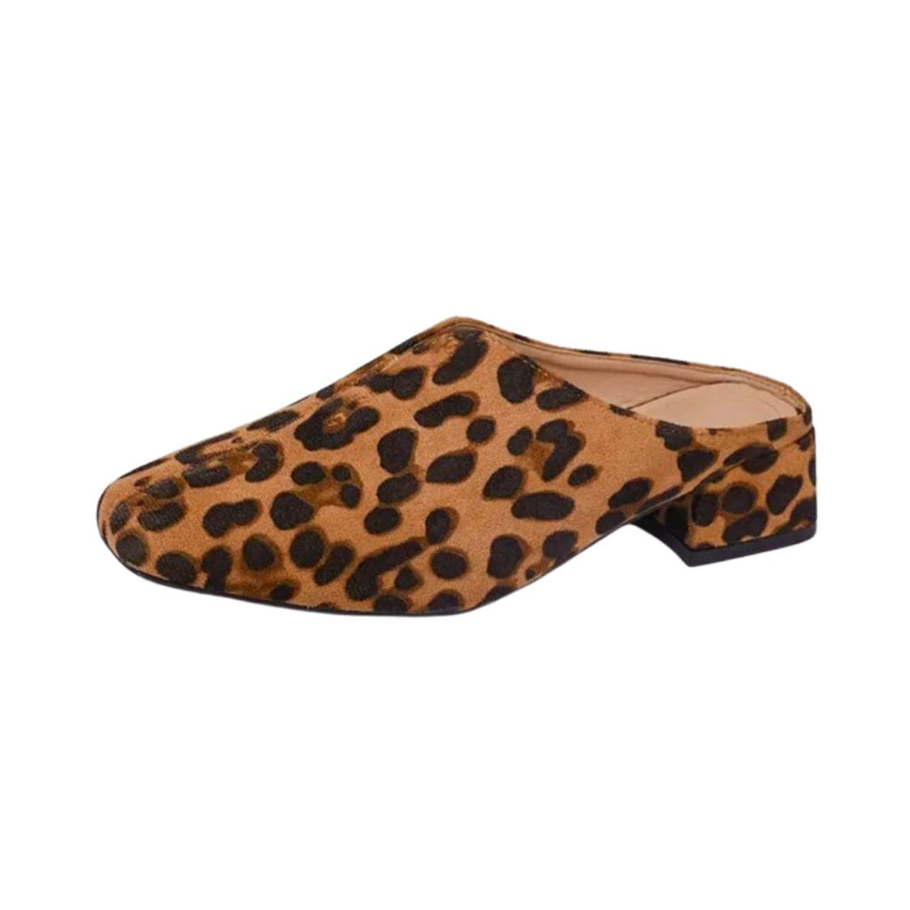 Luipaard loafer muiltje dames met blokhak, zool