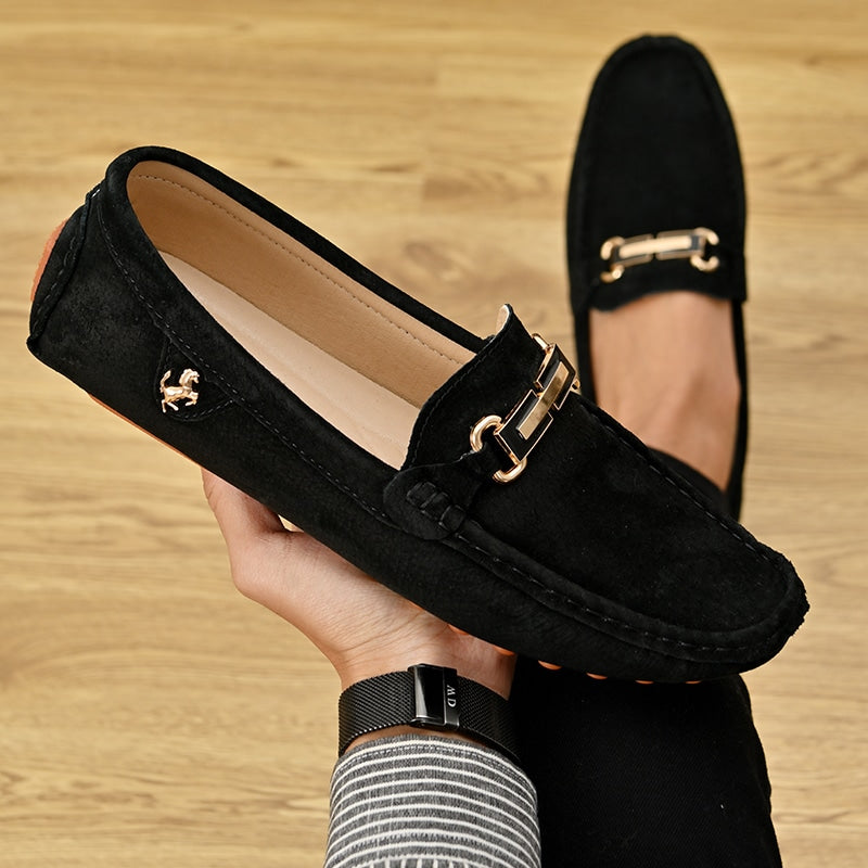 Luxe suède loafers met gesp voor heren