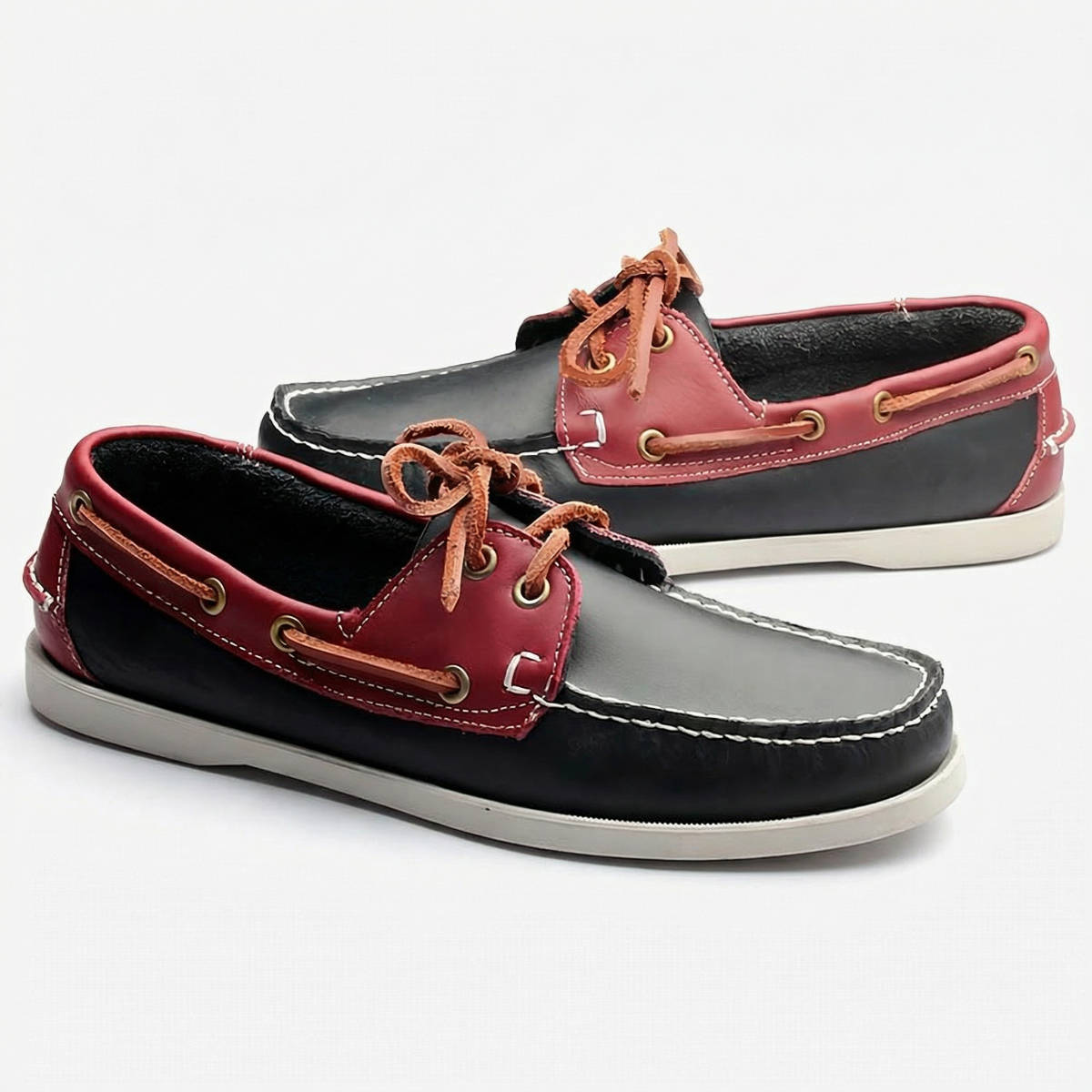 Leren bootschoenen met veters voor heren