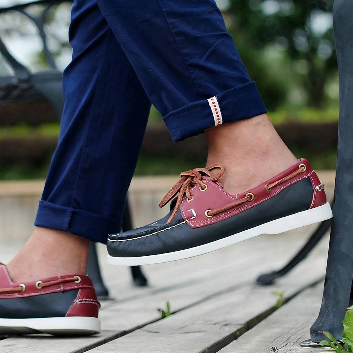Leren bootschoenen met veters voor heren