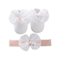 Mocassin met strik en soepele zool voor babymeisje, Wit