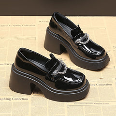 Damesloafers met 8cm hak, Zwart